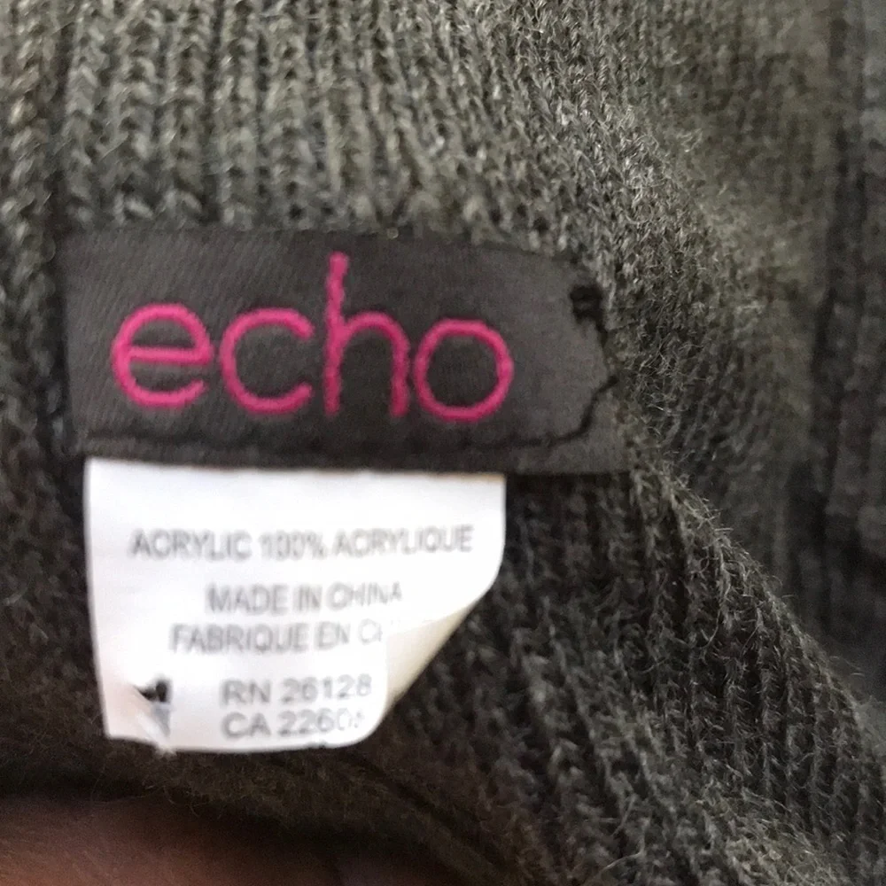 ECHO heather grey One Size scarf with Fringes